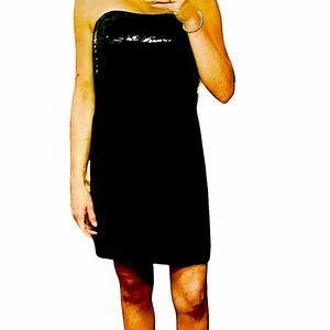 NWOT Ann Taylor mini black cocktail dress size 4. Black Sequin top dress lined